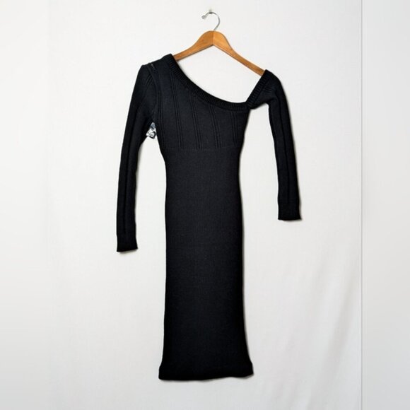 MAJORELLE Landau Dress Off The Shoulder Asymmetric Sweater Black Revolve XS - Picture 7 of 9